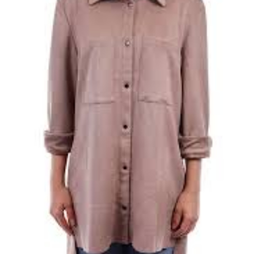 DOLCE CABO WOMEN'S BOYFRIEND VEGAN SUEDE TOP TAN SIZE SMALL 71614